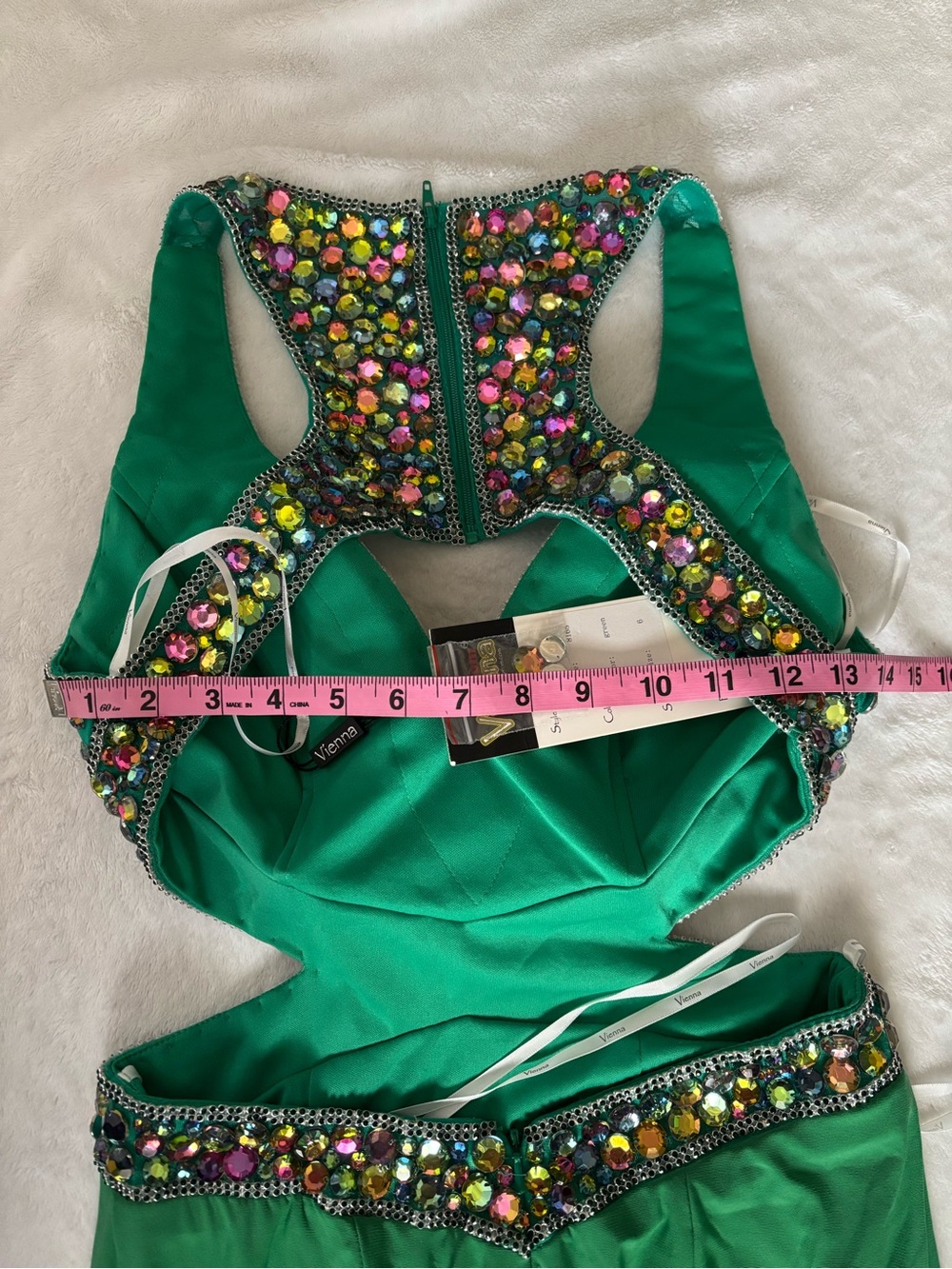 Embellished y2k Vienna Prom emerald gown - Picture 10 of 10
